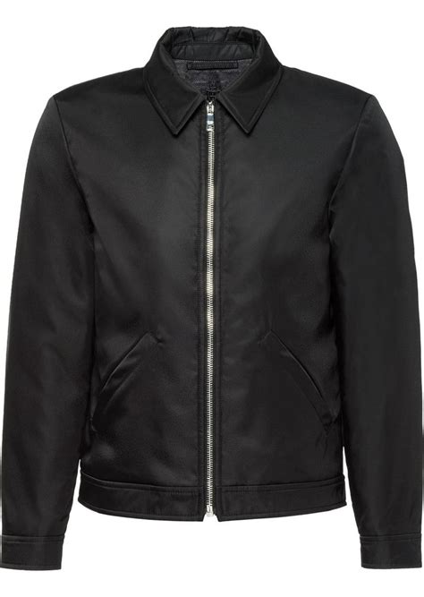 prada bomber jacket leather mens white|prada nylon bomber.